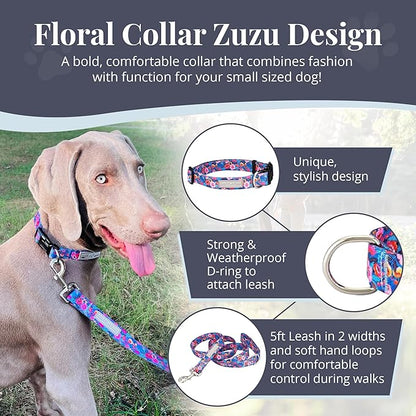 Lucky Love Dog - Adjustable Dog Collar with Easy Click Buckle for Small Dogs, Durable, & Comfortable Collar for Male & Female Dogs, Pet Collar for Puppies & Adult Dogs - Zuzu, Small
