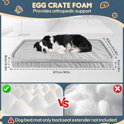Dog Car Bed, Non-Slip Backseat Extender Pet Mat, Removable Washable Dog Bed for SUVs, Sedans & Trucks, Anti-Slip Travel Bed for Dogs, Easy Clean & Scratch-Proof & Comfort Light Gray (50"×24.6")