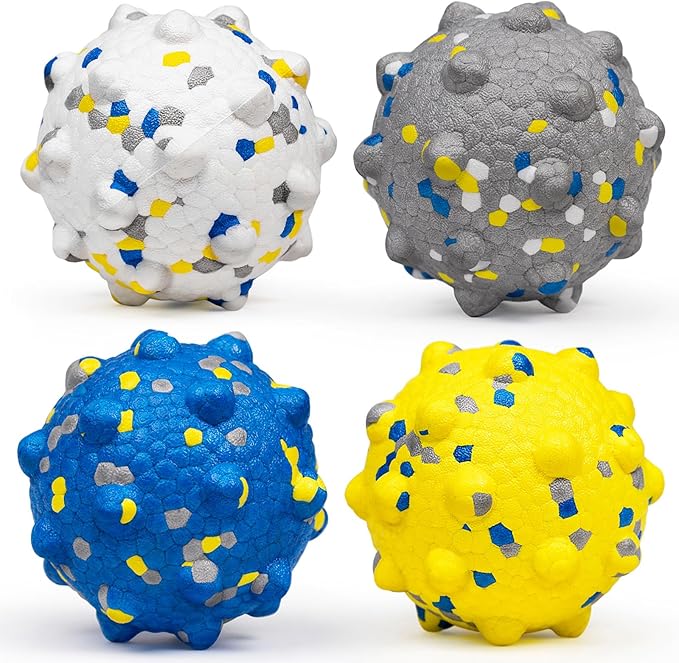 Moonorange Dog Tennis Balls for Aggressive Chewers, Indestructible Durable Bouncy Interactive Toy for Dogs Fetch Game Lightweight Floating Outdoor Training(4Pcs Large)