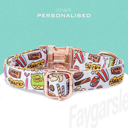 Faygarsle Snack Pattern Dog Collar for Small Medium Large Dogs Cute Puppy Collars for Female Dogs for Summer Spring Wedding Necklace Girl Dog Collar L