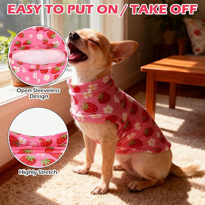 EXPAWLORER Soft Cat Sweater - Sweaters for Cats Only Warm Kitten Clothes, Fall and Winter Pet Coat Pullover Design, Fleece Sweatshirt Clothing Also for Puppy Small Dogs, Strawberry L