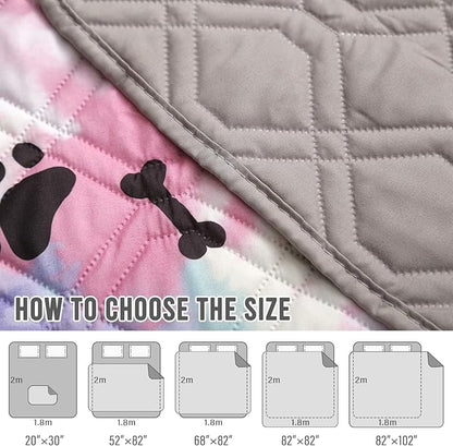 BOCTOPUG Dog Bed Cover for Pets Blankets Rug Pads for Couch Protection Waterproof Bed Covers Dog Blanket Furniture Protector Reusable Changing Pad (20X30, Red+Black Paw Bone)