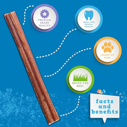 Jack&Pup 6 Inch Thin Bully Sticks for Small Dogs (10 Pack) Natural Dog Chews, Bully Sticks for Puppies, Senior Dogs