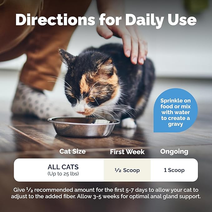 Vetnique Glandex Feline Anal Gland or Daily Probiotic Fiber Supplement Powder for Cats with Digestive Enzyme, Probiotics and Pumpkin, Vet Recommended for Healthy Bowels (4oz, Anal Gland Powder - Tuna)