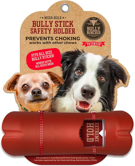 Bully Bunches Mega Hold Anti-Choking Bully Stick Safety Holder for Small, Medium and Large Dogs - Fits All Sized Bully Sticks & Works with Other Chews