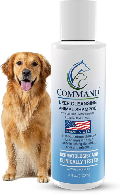 Command Medicated Dog Shampoo for Itchy Skin, Anti-Itch Relief for Allergies and Dry Skin, Healing Soothing Pet Care Formula (4 oz)