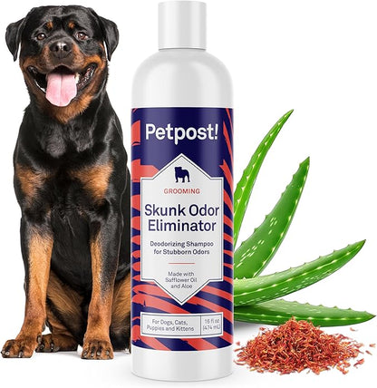 Petpost | Skunk Odor Eliminator Shampoo for Dogs & Cats. Neutralizes Strong Odors. Gentle & Safe Formula. 16 oz