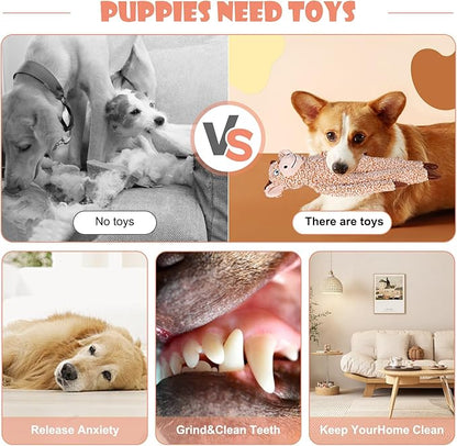 BUYPOW Cattle No Stuffing Dog Toys for Large Dogs, Squeaky Crinkle Interactive Dog Animals, Plush Teething Toys to Keep Them Busy, Cute Funny Dogs Gifts for Small Medium Large Breed