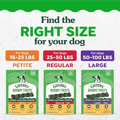 Greenies Occupy Twists Natural Dog Treats Regular Breed Size Chicken Flavor, 17.2 oz. Pack, 12 Count