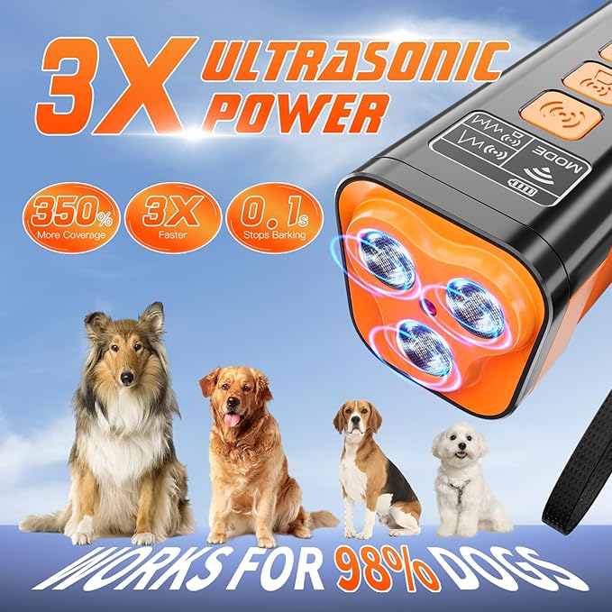 AILCK Dog Bark Deterrent Devices for Training Collar and Pet Supplies Ultrasonic Dog Whistle Corrector with Small and Medium Box Size Gentle Leader for Dogs with Instant Button Silencer Technology