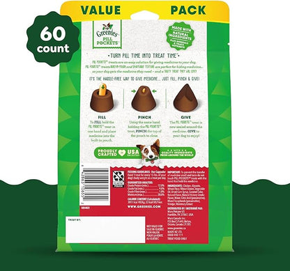 Greenies Pill Pockets for Dogs, Large Size Soft Dog Treats, Hickory Smoke Flavor, 15.8 oz. Pouch
