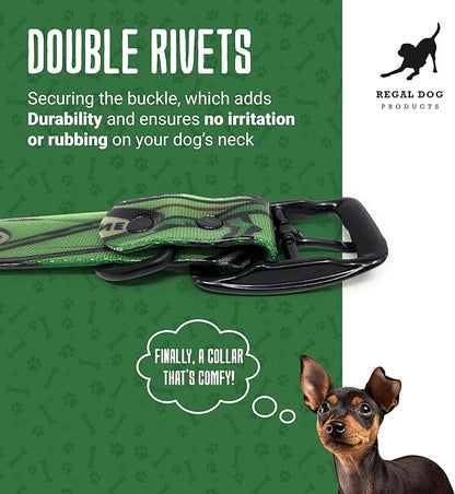 Regal Dog Products Waterproof Green Camo Hunting Dog Collar with Black Hardware | for Small, Medium, Large, or XL Dogs (Large)