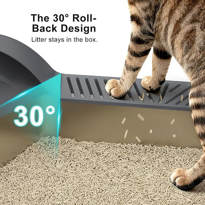 Stainless Steel Litter Box Extra Large for Big Cats and Multi-Cats | Jumbo Extra Large Metal Cat Box with High Sided Lid, Anti-Urine Leakage, Non-Stick,Include Litter Scoop