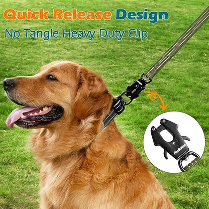 PetBonus Heavy Duty Short Dog Leash, 24 Inch Nylon Traffic Leash with Quick Release Clip, Comfortable Padded Handle, Reflective Training Lead for Medium Large Dogs (Army Green, 24")