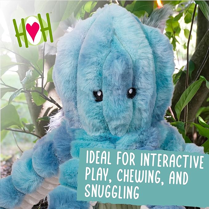 HuggleHounds X-Brace Dog Toy - Interactive Dog Toys for Large Pets to Keep Them Busy, Pet Supplies, Soft & Cute Puppy Plush, Tough Plushy - Calamaro, Large