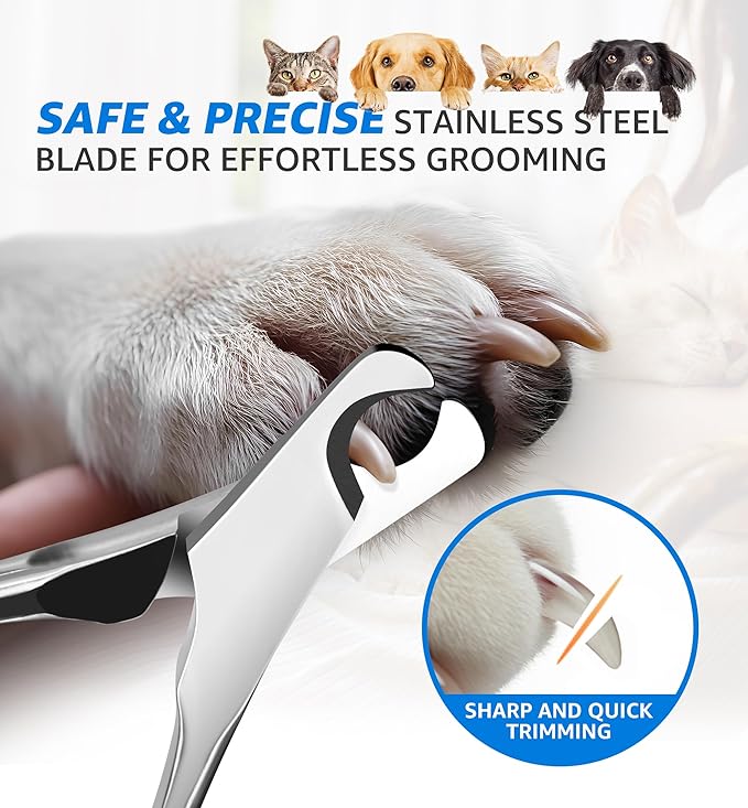 IPTPAS Pet Nail Clippers for Large Dogs, Wide-Opening Dog Nail Trimmer with All-Steel Material Sharp Durable Blades Built-in Spring, Professional Grooming Tool with Free Nail File for All Dogs & Cats