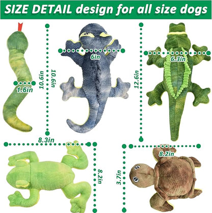 LECHONG Stuffed Animal Dog Toys, 5 Pack Tough Squeaky Dog Toys, Plush Toys Assortment, Great Value Pet Toys Bundle, Woodland Series Chew Toys for Large Medium and Small Dogs Puppy Pet Toys