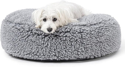 PELZIN Stoutwool Indestructible Dog Bed - Round Chew Proof Dog Bed - Fluffy Pillow Bed for Aggressive Chewers - Durable - Washable - Ideal for Small Dog Breeds - 25", Charcoal