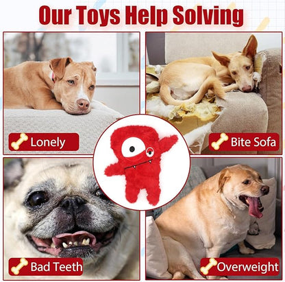 HUGEME Squeaky Dog Toy, Plush Stuffed Dog Toy Keep Them Busy Tug of War Dog Chew Toy for Small Medium Large Dogs (Red)
