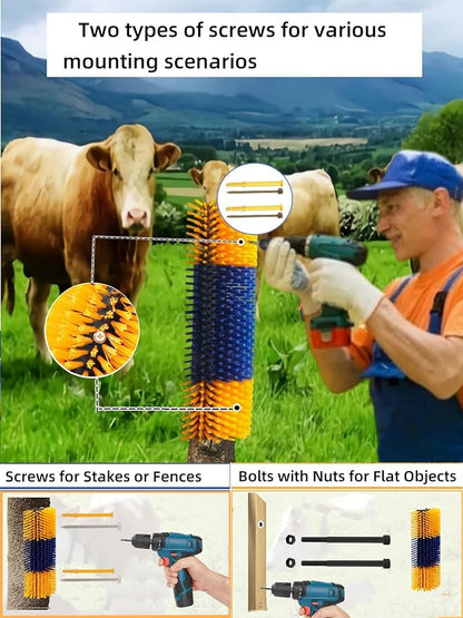 Livestock Scratching Brush, 2pcs Goat Scratching Post for Pig Dog Sheep,Durable Cow Brush can be Easily Mounted,Goat Horse Supplies for Livestock Self-Grooming,Protecting The Fence