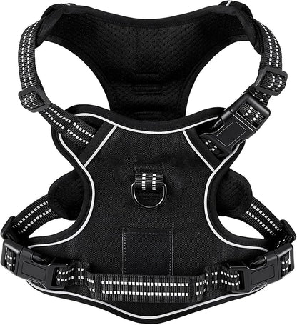 Extra Small Dog Vest Harness, No-Pull Pet Harness with 2 Leash Clips, Adjustable Soft Padded Dog Vest, Reflective No-Choke Pet Oxford Vest with Easy Control Handle for XSmall Breeds, Black, XS