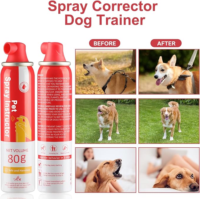 KDSZJDV Corrector Spray Dog Trainer 80ml 3 Pack Dog Corrector Spray for Dogs to Stops Barking, Jumping Up Attacks & Unwanted Dog Behaviour Humane Effective Pet Trainer Spray