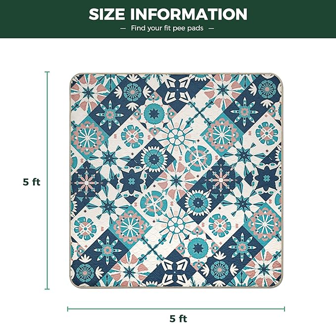 FXW Washable Pee Pads for Dogs, Puppy Pads with Super Absorbent, Specifically Designed for Rollick/Homeplus 24inch 8 Panels Dog Playpen, 63" Square, Tie-Dye Beige, 1 Pack