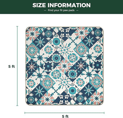 FXW Washable Pee Pads for Dogs, Puppy Pads with Super Absorbent, Specifically Designed for Rollick/Homeplus 24inch 8 Panels Dog Playpen, 63" Square, Tie-Dye Beige, 1 Pack