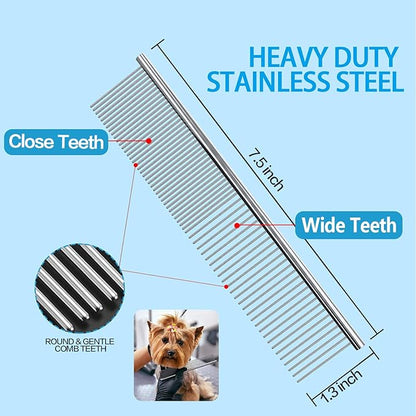 Maxshop Dog Grooming Scissors Kit, Heavy Duty Titanium Stainless Steel Professional Pet Grooming Scissors Kit with Comb, Straight Scissors, Curved Scissors, Thinning Shears for Dogs and Cats