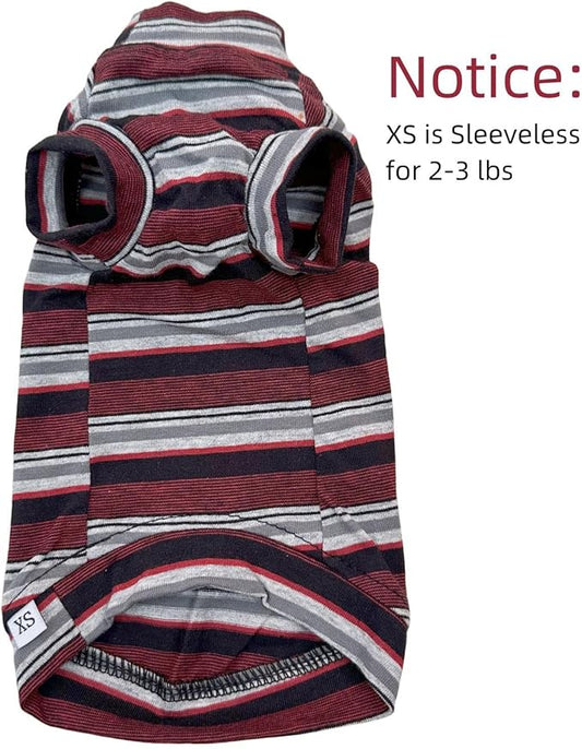 Vintage Stripes Sphynx Hairless Cats Shirt Cotton Cat Turtleneck Pet Clothes Kitten T-Shirts with Sleeves for Sphynx Cats (Old School, X-Small)