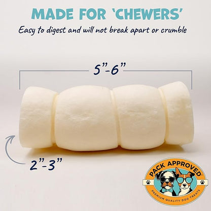 Beef Cheek Rolls for Dogs - Natural & Odor-Free Dog Treats - 5 to 6 Inch Medium Beef Hide Dog Chews - 4 Pack