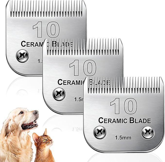Dog Grooming Replacement Blades Compatible with Andis Dog Clipper, Dog Clipper Blades Compatible with Oster A5,Wahl KM-10 Series Dog Clipper,#10 Blades (1.5mm)