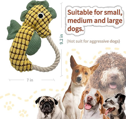 Plush Wrinkled Squeaky Dog Toy,2-Pack The Best Durable Teething Puppy Rope Chew Toy Keeps Them Busy Playing Hide-and-Seek Suitable for Puppy, Medium Dogs and Large Dogs (Green)