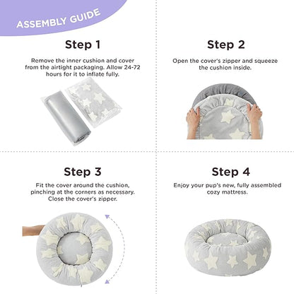 LE SURE Donut Medium Dog Bed - Round Cat Sofa for Indoor Cats Calming Bed Gift for Pets, Cute Modern Beds with Jacquard Shaggy Plush & Anti Slip Bottom, 30 Inch, Christmas Grey
