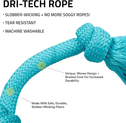 Playology Dog Toys | Dri-Tech Rope Toy Tug of War Rope for Aggressive Chewers | Medium Peanut Butter Scented Toy - Easy to Clean and Made from Non Toxic Materials
