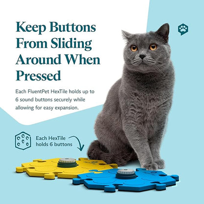 FluentPet Tester Kit - Set of 2 Dog Talking Buttons & HexTiles - Customizable Cat & Dog Training Buttons for Communication - Batteries Included - Pet Buttons Gift Set