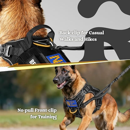 rabbitgoo Tactical Dog Harness Small Sized, No Pull Upgraded Reflective Heavy Duty Molle Vest with Handle, Adjustable Military Service Dog Vest for Walking Hiking Training, Black, S