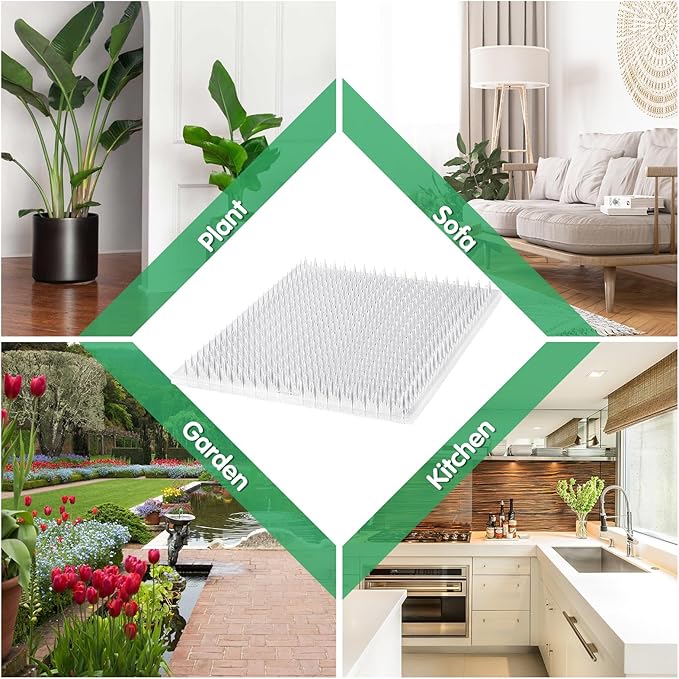 Zipcase 8 Pack Scat Mat for Cats - 13 x 16 in Updated Dual Length Cat Deterrent Mat with Narrower & Denser Spikes, More Effective for Indoor & Outdoor Cat Repellent Fence Covers 12 Sq.ft (1728 Sq.in)