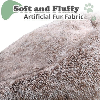 JOLLYVOGUE Dog & Cat Bed, Calming Anti-Anxiety Pet Bed for Small Dogs, Fluffy Donut Cushion for Small and Medium Pets (23")