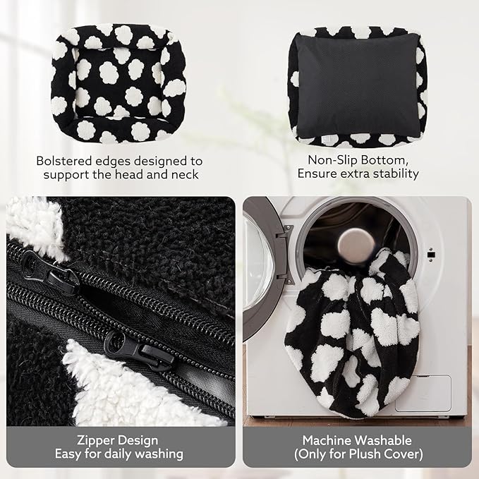 JOEJOY Medium Dog Bed Medium Size Dog, Rectangle Washable Orthopedic Pet Bed with Removable Zipper Cover, Cute Soft Calming Puppy Pet Bed with Jacquard Shaggy Plush & Non Skid Bottom