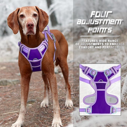 BARKBAY No Pull Dog Harness Front Clip Heavy Duty Reflective Easy Control Handle for Large Dog Walking(Violet Purple & Purple,XL)