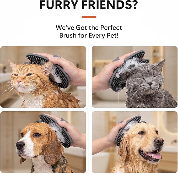 Li&Zhao Dog Bath Brush - 2 PCS Pet Shampoo Brush & Massager for Dog Cat Bath Time, Soft Silicone Grooming Comb for Short Medium Hair