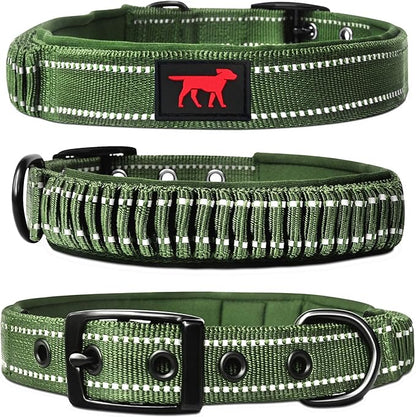 Tuff Pupper Heavy Duty Dog Collar with Handle | Ballistic Nylon Heavy Duty Collar | Padded Reflective Dog Collar with Adjustable Stainless Steel Hardware | Convenient Sizing for All Breeds