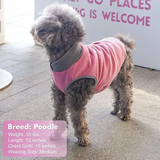 cyeollo 2 Pack Dog Sweaters Fleece Sweatshirt Stretchable Reflective Pet Sweater Dog Clothes for Small Puppy Dogs Girl Cats Size S Pink & Grey