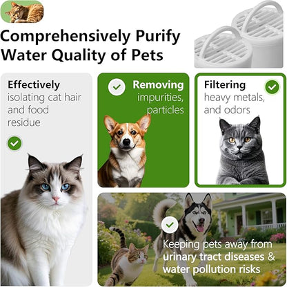 TOGGATH 4+4 Pack Premium Cat and Dog Water Fountain Carbon Filters Compatible with PetSafe Drinkwell 360 Multi-Pet Stainless Steel & Plastic Pet Fountains(128oz/3.8L) with Replacement Foam Filter