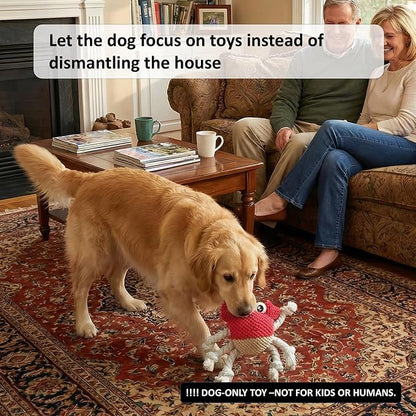 Squeaky Crab Dog Toy with Rope Legs - 5.5''X9.5'' Durable Dog Chew Toy for Small Dogs | Built-in Whistle Sounds | Teeth Cleaning | Interactive Dog Toys （RED）