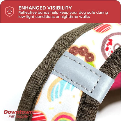 Downtown Pet Supply Step-in Dog Harness – No Pull, Adjustable Padded Mesh with Reflective Trim, Secure Buckle Strap – Comfortable & Breathable Small Dog Harness, Medium, Donut