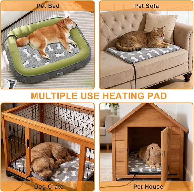Bestio Cat Heating Pad, 18×18In Waterproof Heated Dog Caat Bed, UL&MET Dual Certification, Pet Heating Pads for Cats Dogs with Smart Switch Can Freely Adjust 1-24 Hours - Paw
