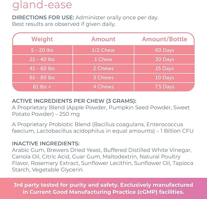 Gland-Ease Dog Canine Chews (for Small Dogs)