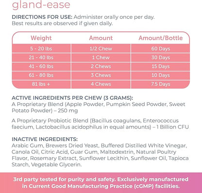 Gland-Ease Dog Canine Chews (for Small Dogs)